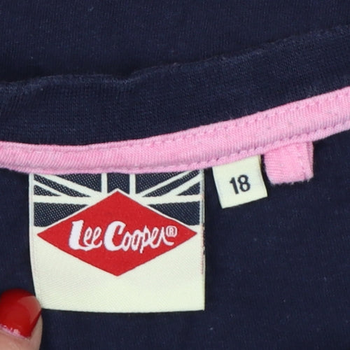 Lee Cooper Women’s Blue Size 18 Butterfly Glitter Cap Sleeve T-Shirt