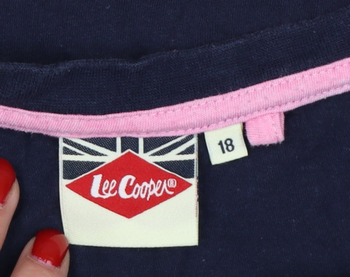 Lee Cooper Women’s Blue Size 18 Butterfly Glitter Cap Sleeve T-Shirt