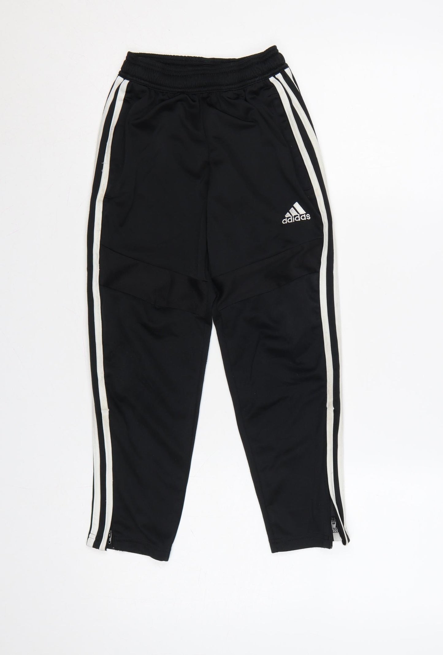 adidas Boys Black 7 Years Jogger Track Trousers White Stripes Zip Hem