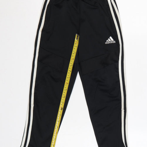 adidas Boys Black 7 Years Jogger Track Trousers White Stripes Zip Hem