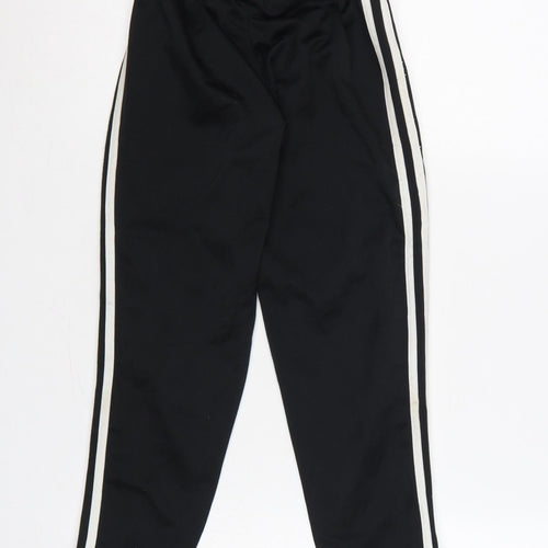 adidas Boys Black 7 Years Jogger Track Trousers White Stripes Zip Hem