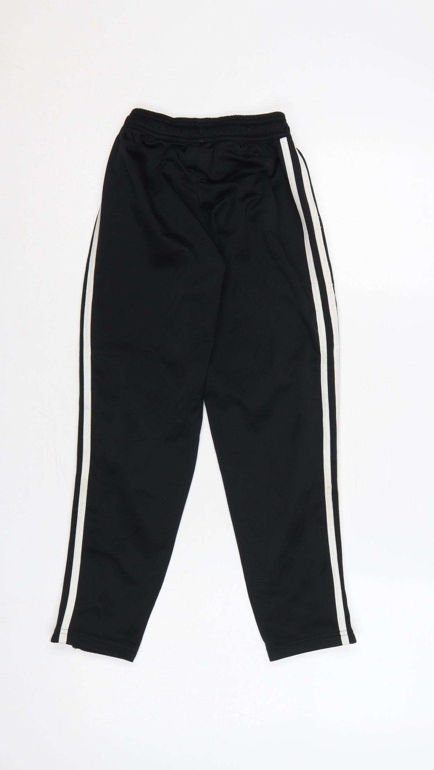 adidas Boys Black 7 Years Jogger Track Trousers White Stripes Zip Hem