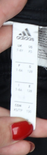 adidas Boys Black 7 Years Jogger Track Trousers White Stripes Zip Hem