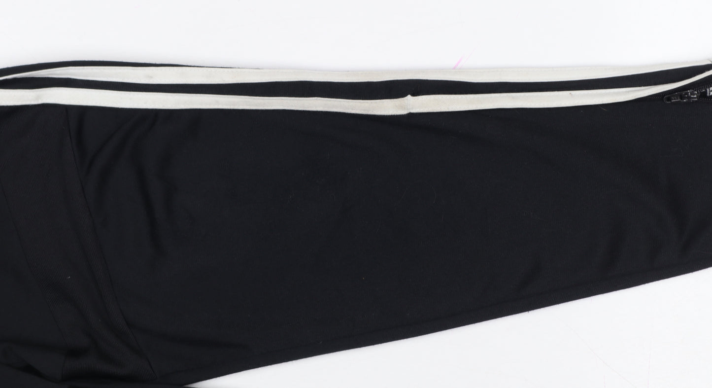 adidas Boys Black 7 Years Jogger Track Trousers White Stripes Zip Hem