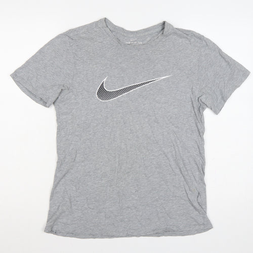 Nike Men’s Grey M Athletic Fit Swoosh Graphic Print T-Shirt