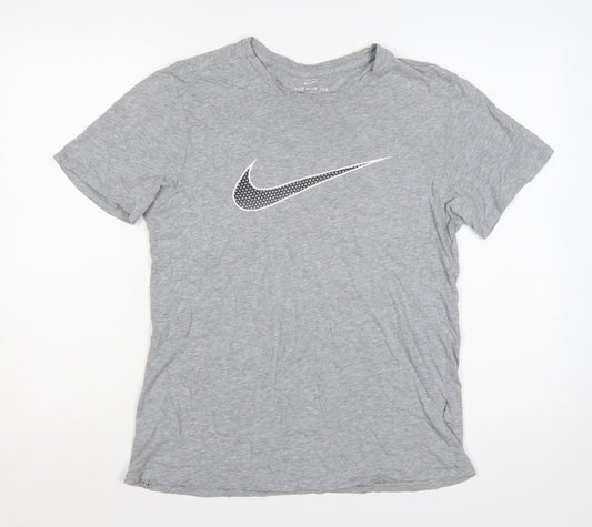Nike Men’s Grey M Athletic Fit Swoosh Graphic Print T-Shirt