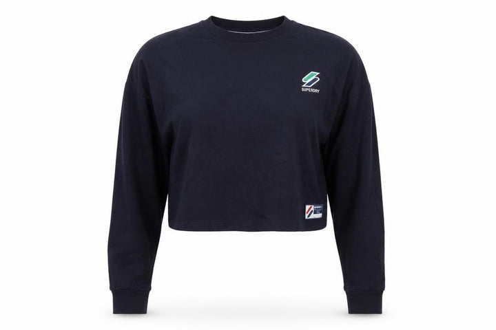 Superdry Women’s Navy UK 14 Cropped Logo Long Sleeve T-Shirt