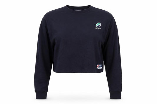 Superdry Women’s Navy UK 14 Cropped Logo Long Sleeve T-Shirt