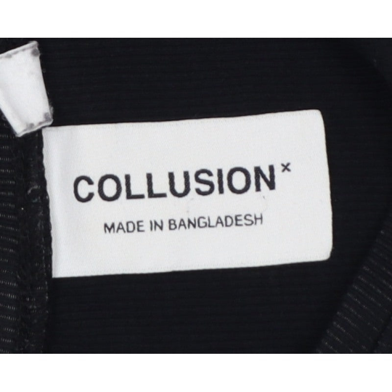 COLLUSION Women Black UK 10 Slim Ribbed Basic Crew Neck T-Shirt