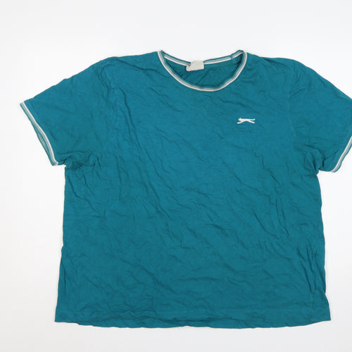 Slazenger Men’s Blue 2XL Sports Logo Crew Neck Cotton T-Shirt