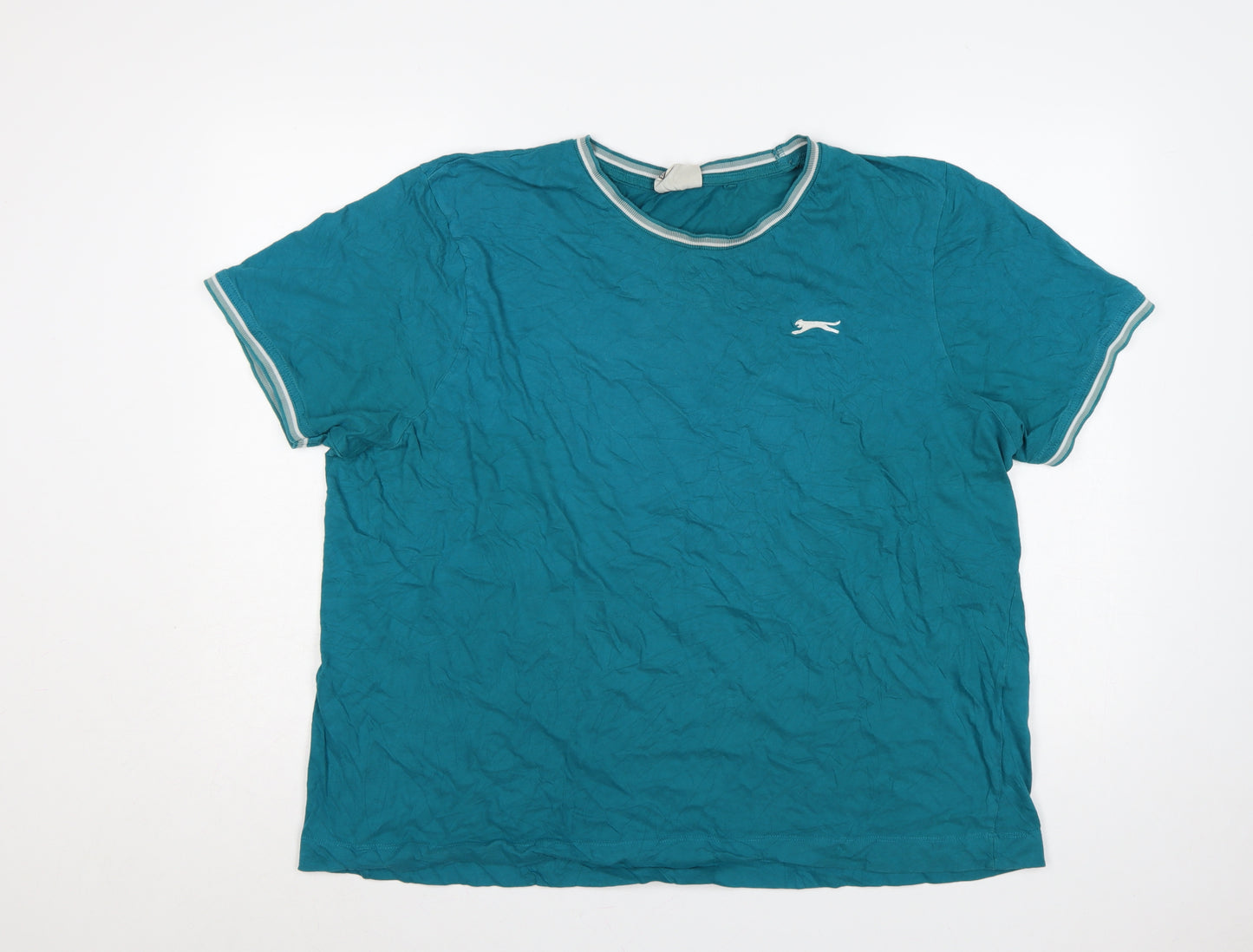 Slazenger Men’s Blue 2XL Sports Logo Crew Neck Cotton T-Shirt