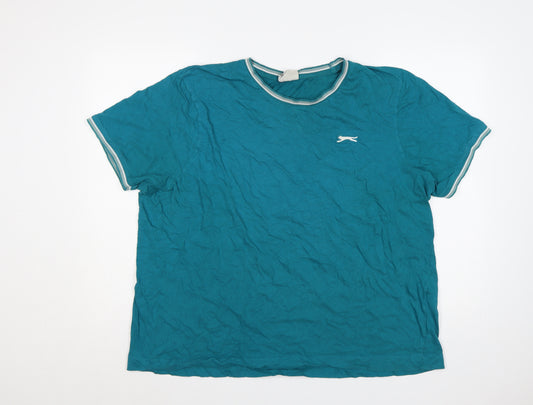 Slazenger Men’s Blue 2XL Sports Logo Crew Neck Cotton T-Shirt