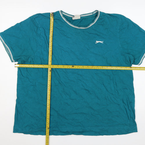 Slazenger Men’s Blue 2XL Sports Logo Crew Neck Cotton T-Shirt