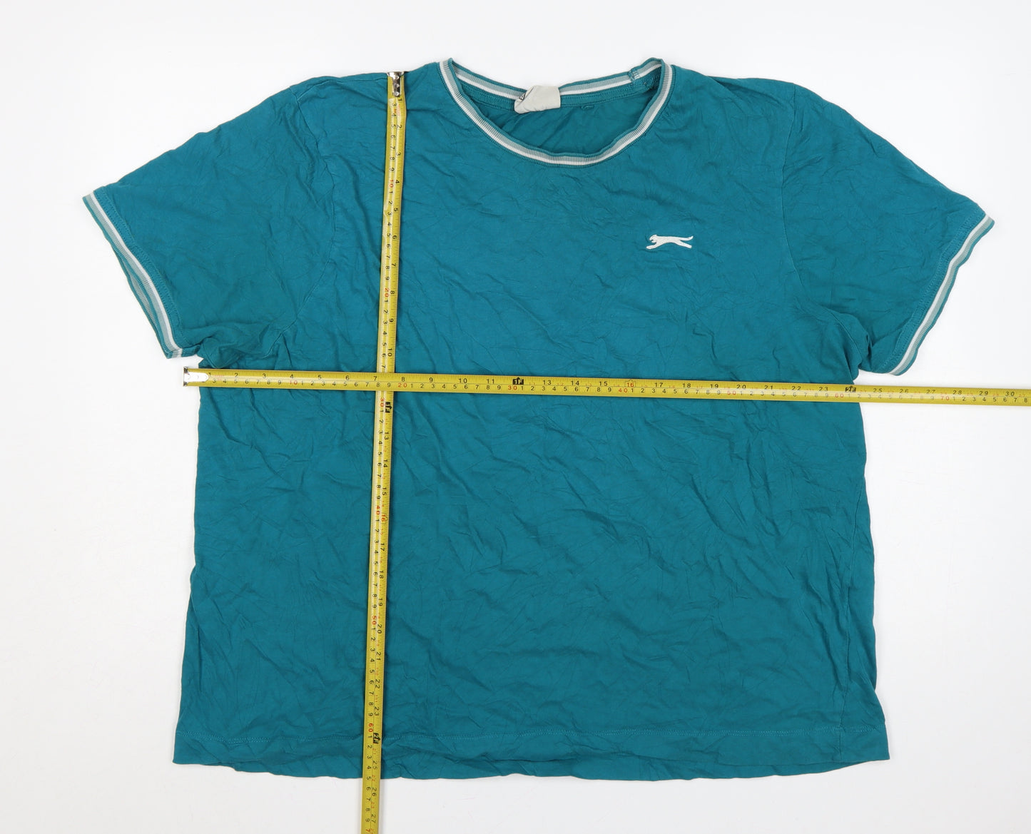 Slazenger Men’s Blue 2XL Sports Logo Crew Neck Cotton T-Shirt