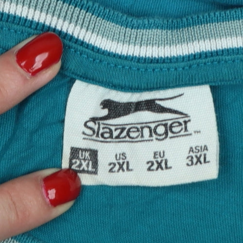 Slazenger Men’s Blue 2XL Sports Logo Crew Neck Cotton T-Shirt