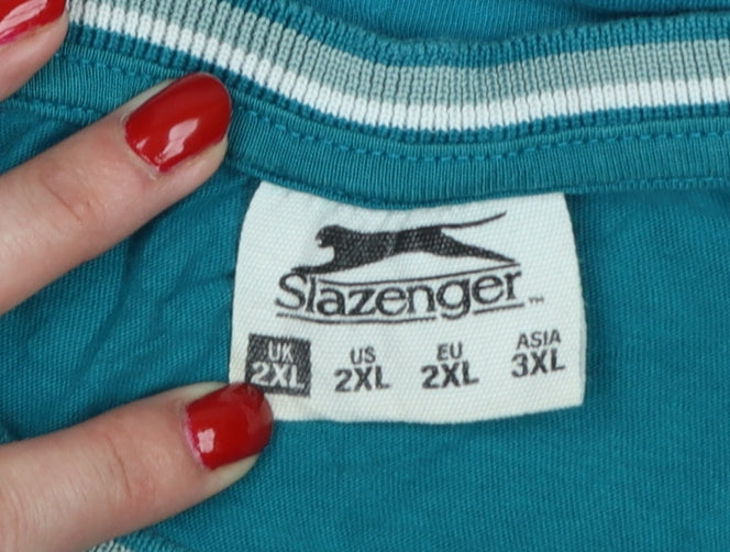 Slazenger Men’s Blue 2XL Sports Logo Crew Neck Cotton T-Shirt