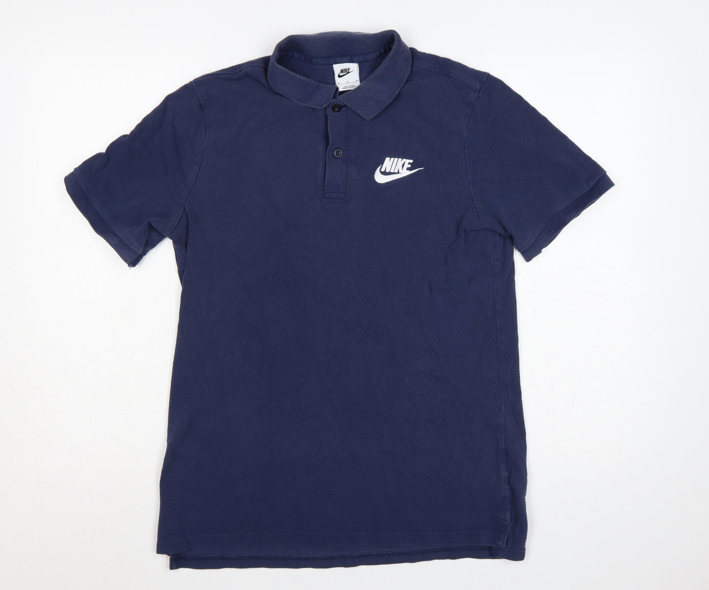 Nike Men’s Blue M Logo Embroidered Short Sleeve Cotton Polo Shirt