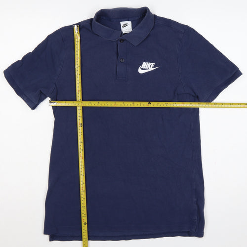 Nike Men’s Blue M Logo Embroidered Short Sleeve Cotton Polo Shirt