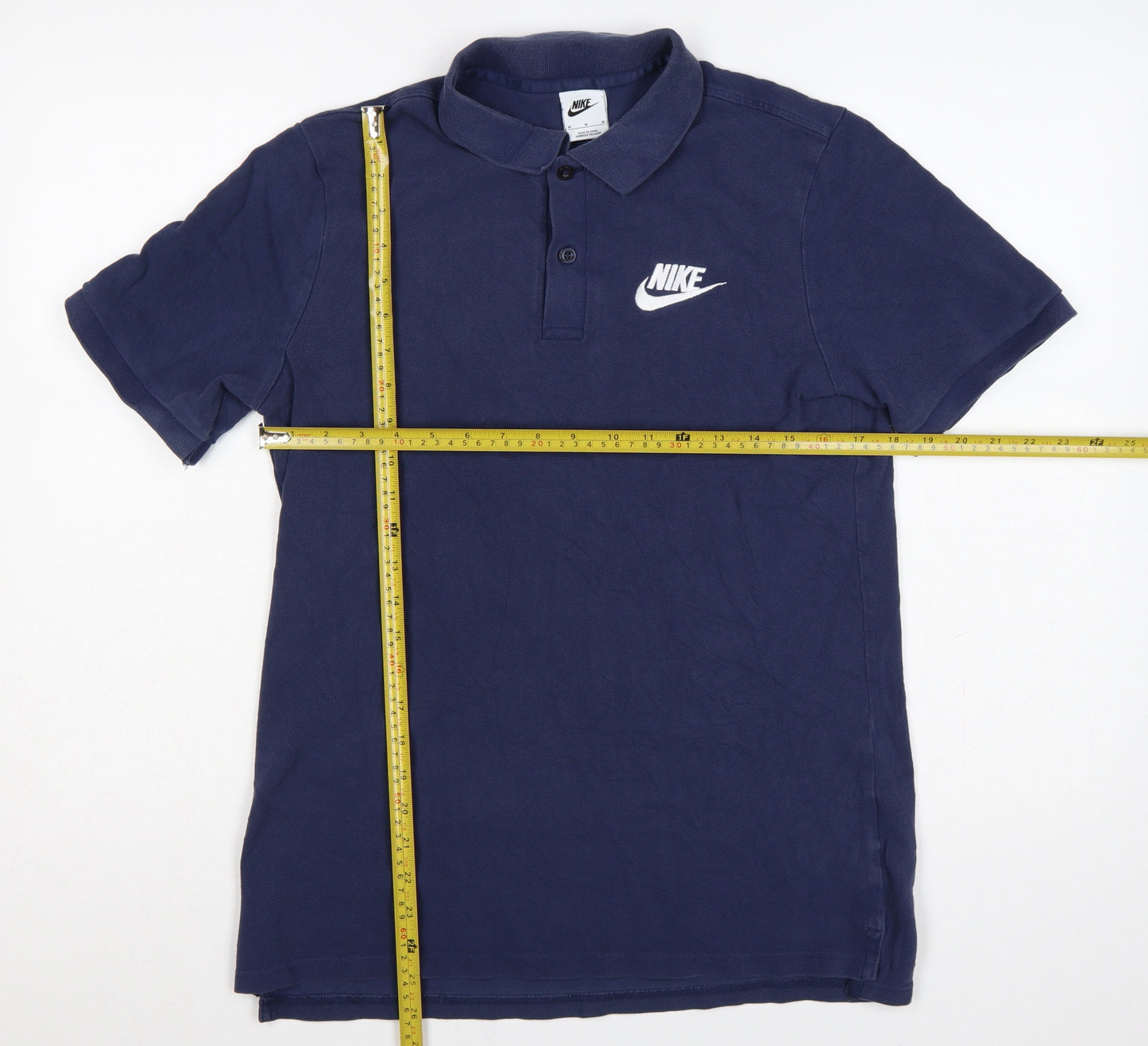 Nike Men’s Blue M Logo Embroidered Short Sleeve Cotton Polo Shirt