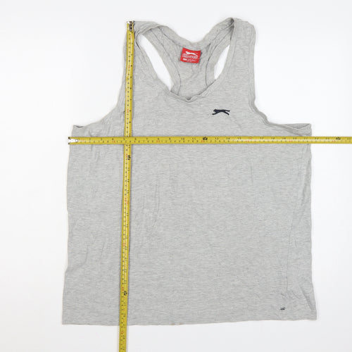 Slazenger Men's Grey XL Racerback Vest Sleeveless V-Neck Logo T-Shirt