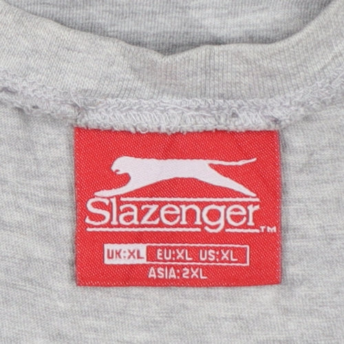 Slazenger Men's Grey XL Racerback Vest Sleeveless V-Neck Logo T-Shirt