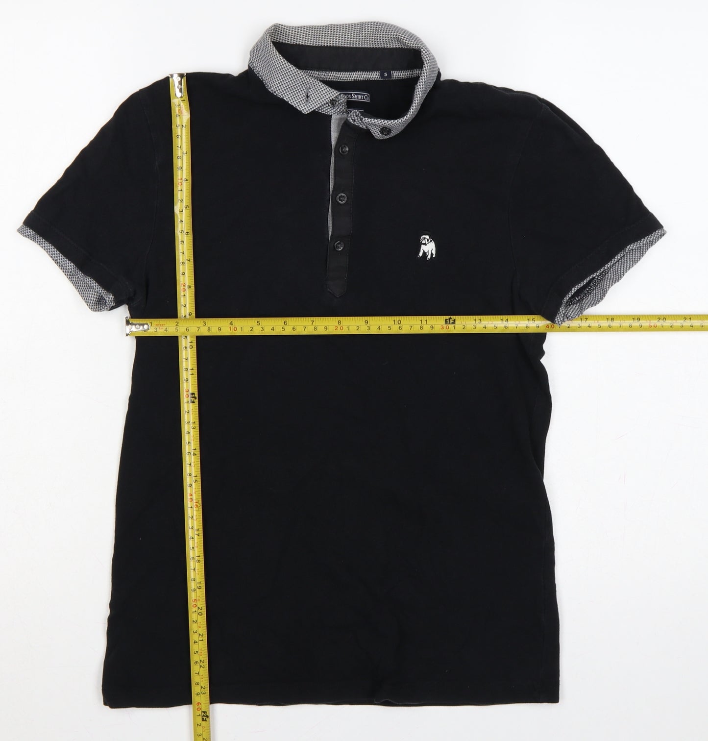 The Spitalfields Shirt Co Mens Black S Cotton Dog Logo Polo
