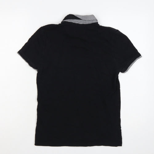 The Spitalfields Shirt Co Mens Black S Cotton Dog Logo Polo