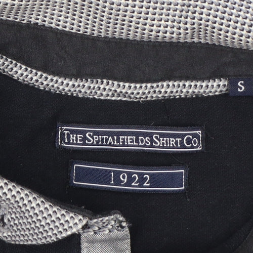 The Spitalfields Shirt Co Mens Black S Cotton Dog Logo Polo