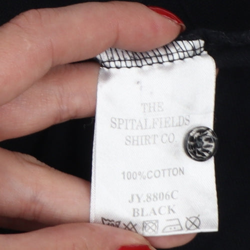 The Spitalfields Shirt Co Mens Black S Cotton Dog Logo Polo