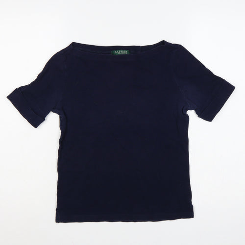 Lauren Ralph Lauren Women Navy Petite S Cotton Basic T-Shirt