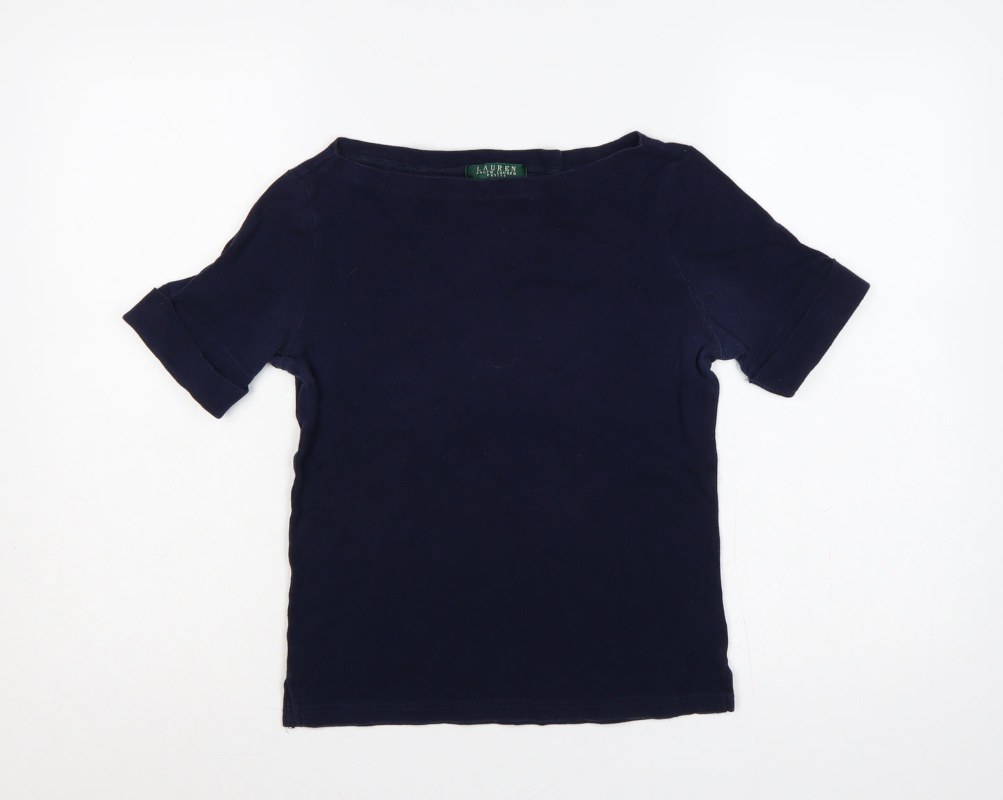 Lauren Ralph Lauren Women Navy Petite S Cotton Basic T-Shirt