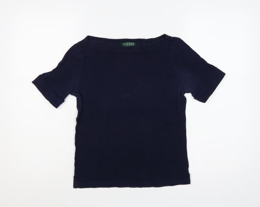 Lauren Ralph Lauren Women Navy Petite S Cotton Basic T-Shirt