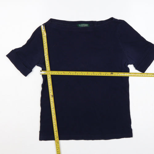 Lauren Ralph Lauren Women Navy Petite S Cotton Basic T-Shirt