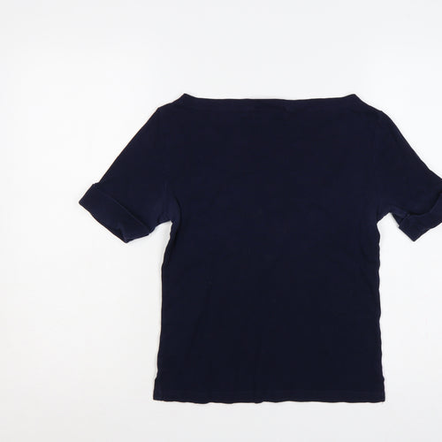 Lauren Ralph Lauren Women Navy Petite S Cotton Basic T-Shirt