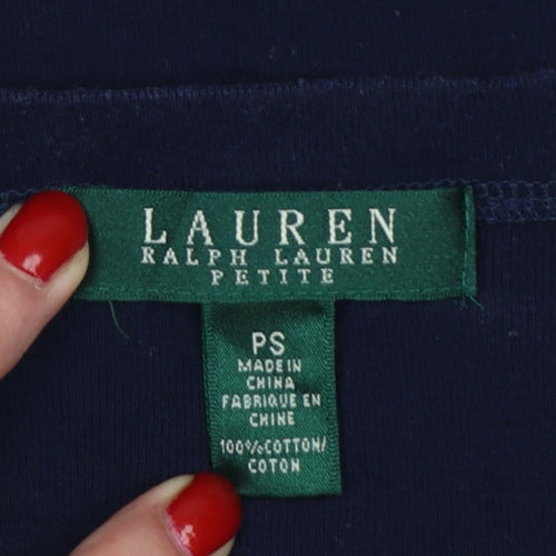 Lauren Ralph Lauren Women Navy Petite S Cotton Basic T-Shirt