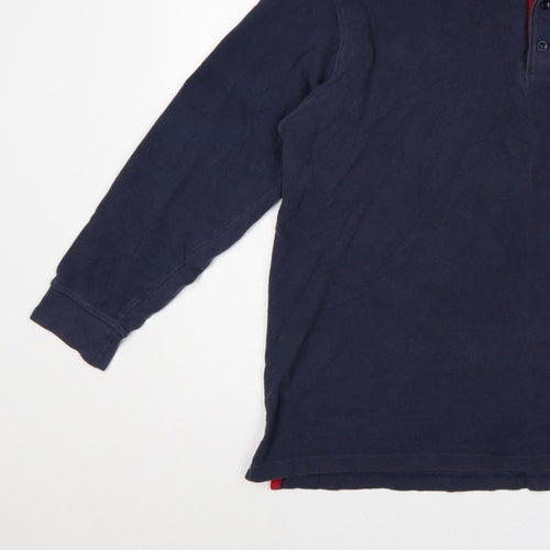 Cotton Traders Men’s Blue L Long Sleeve Polo Shirt Logo