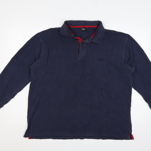 Cotton Traders Men’s Blue L Long Sleeve Polo Shirt Logo