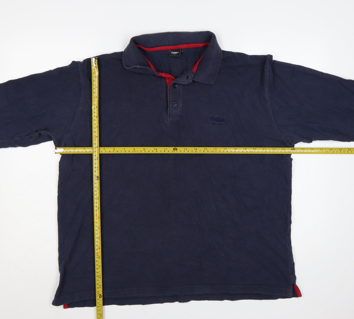 Cotton Traders Men’s Blue L Long Sleeve Polo Shirt Logo
