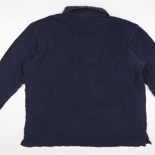 Cotton Traders Men’s Blue L Long Sleeve Polo Shirt Logo