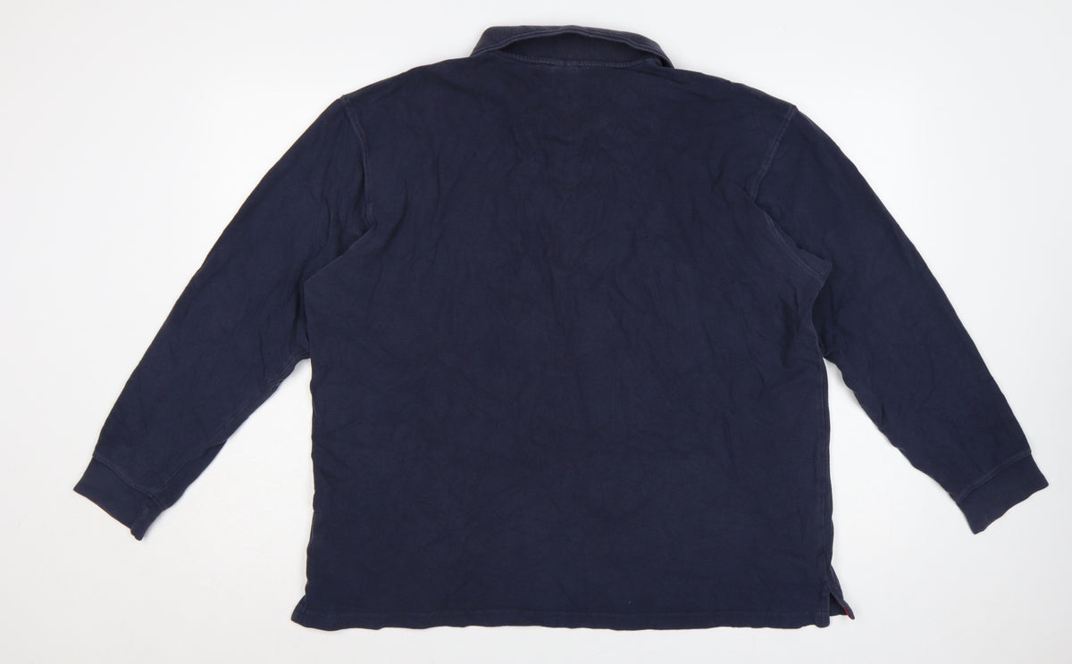 Cotton Traders Men’s Blue L Long Sleeve Polo Shirt Logo