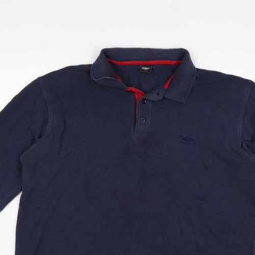 Cotton Traders Men’s Blue L Long Sleeve Polo Shirt Logo