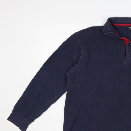 Cotton Traders Men’s Blue L Long Sleeve Polo Shirt Logo