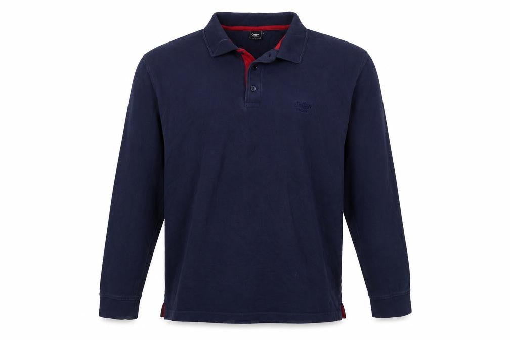 Cotton Traders Men’s Blue L Long Sleeve Polo Shirt Logo