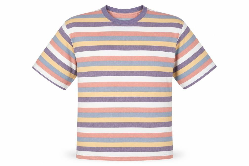 River Woods Men’s L Multicoloured 90s Retro Striped Crew Neck T-Shirt