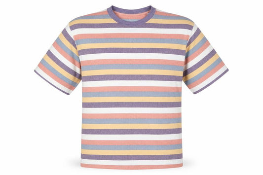 River Woods Men’s L Multicoloured 90s Retro Striped Crew Neck T-Shirt