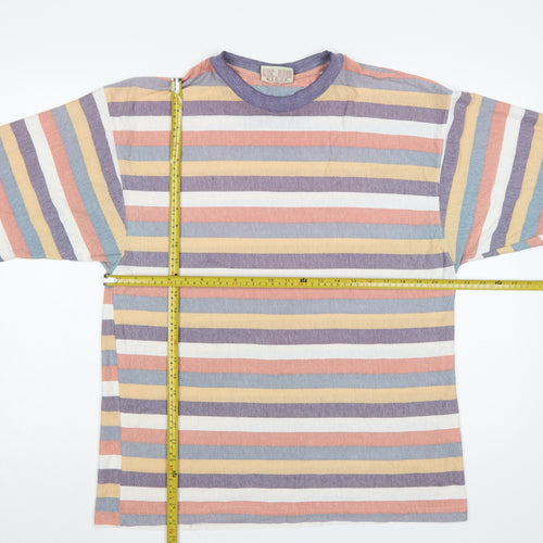 River Woods Men’s L Multicoloured 90s Retro Striped Crew Neck T-Shirt