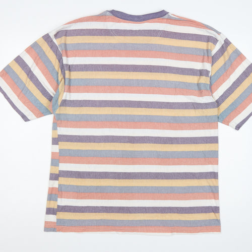 River Woods Men’s L Multicoloured 90s Retro Striped Crew Neck T-Shirt