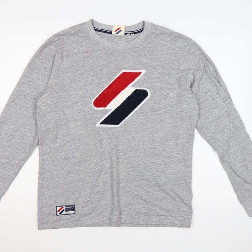 Superdry Men’s Grey S Crew Neck Logo Pullover Sweatshirt