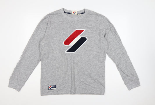 Superdry Men’s Grey S Crew Neck Logo Pullover Sweatshirt