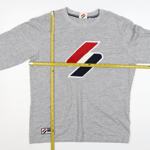 Superdry Men’s Grey S Crew Neck Logo Pullover Sweatshirt